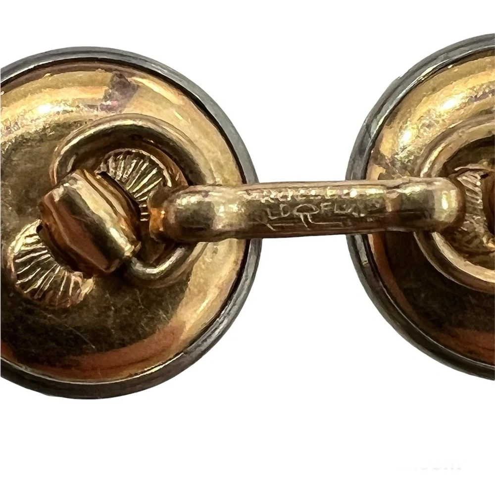 ANTIQUE LARTER & SONS MOTHER OF PEARL/ABALONE ROLLED GOLD DOUBLE SIDED CUFFLINKS